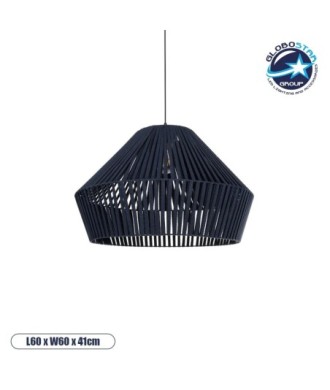 GLOBOSTAR® NUI 205-0072 Boho Κρεμαστό Φωτιστικό Οροφής με Ντουί 1 x E27 AC 220-240V IP20 - Μπλε - M60 x Π60 x Υ41cm